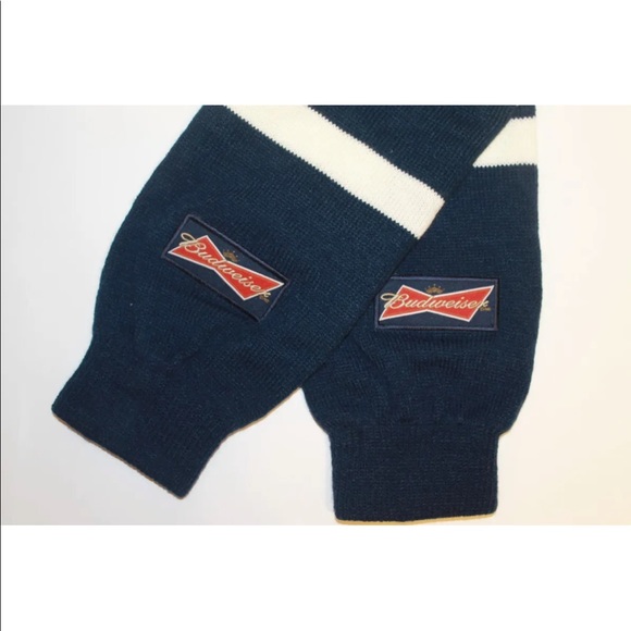 Budweiser Men Scarf Blue White Stripe Brewery Beer 49X7 Inches Winter - Picture 1 of 7